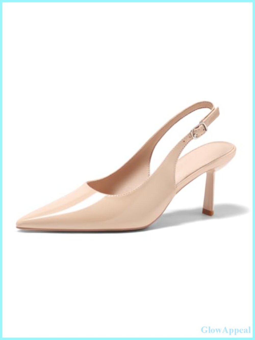 Women's Slingback Kitten Heel Pointed Toe Pumps Faux Leather